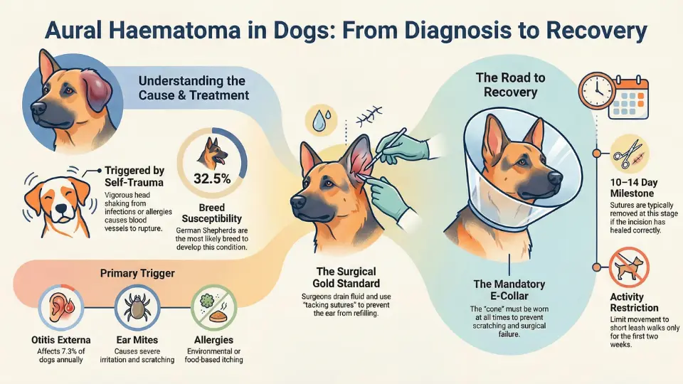 Aural haematoma surgery in dogs infographic